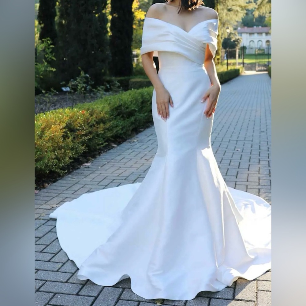Mikado Fit and Flare Wedding Dress with Back Tie Detail